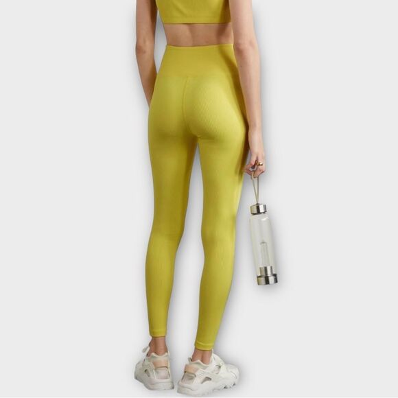 Year of Ours Football Lace-Up Ribbed Legging in Yellow Women’s Size M - Picture 2 of 7